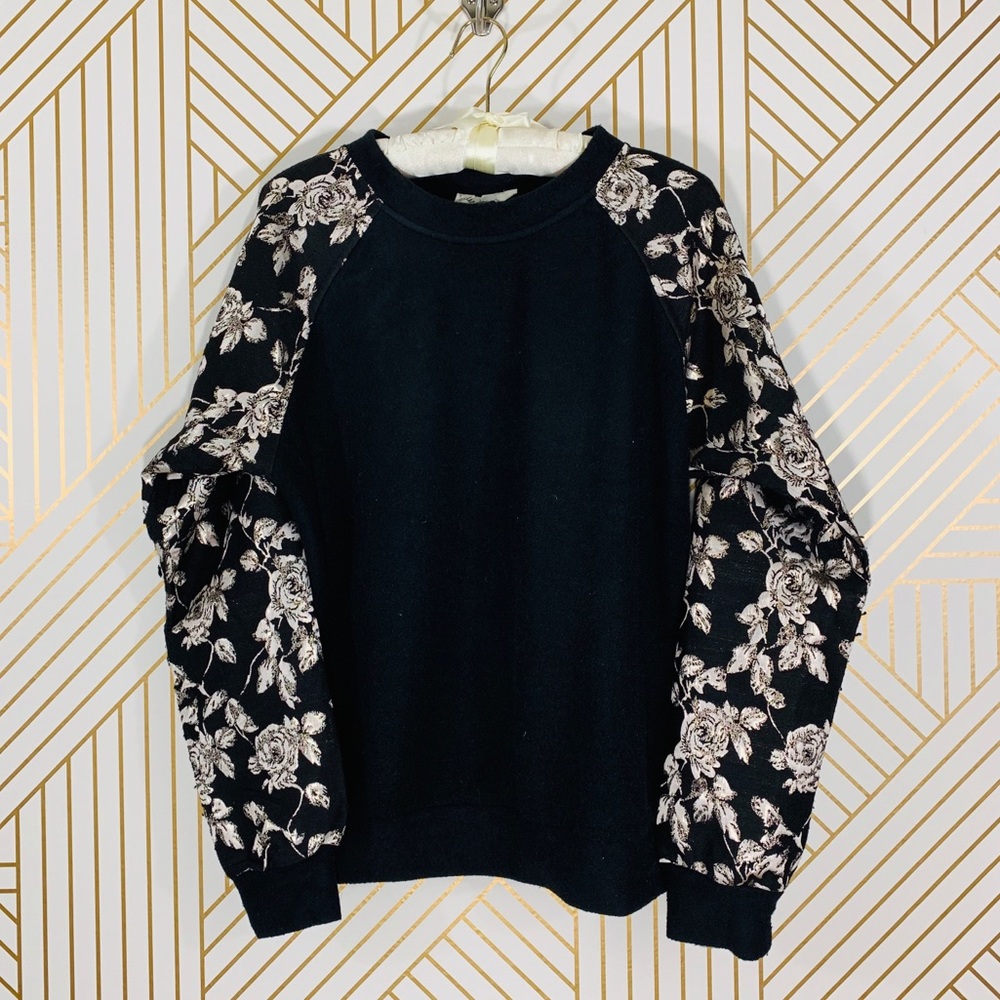 Chloe & Katie Black and Gold Floral Sweater
